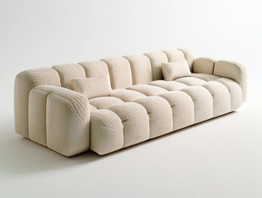 Cream Curved 4-Seat Modular Sectional Sofa, 139.8 in W x 47.2 in D x 31.5 in H